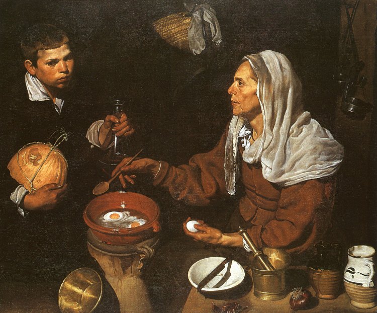 An Old Woman Cooking Eggs